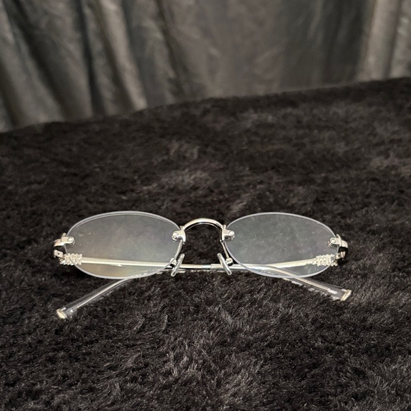 Silver Oval Rimless Sunglasses - Picture 6 of 6
